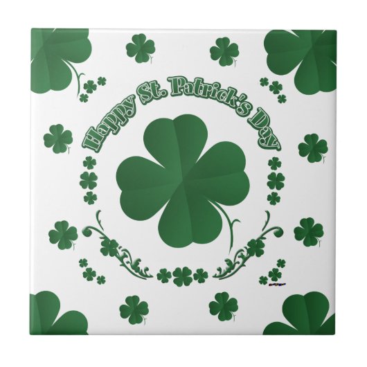 Happy St Patrick's Shamrocks Tegeltje (Voorkant)