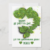 Happy St Patty, Green Shamrocks | mousserende hart Kaart (Voorkant)