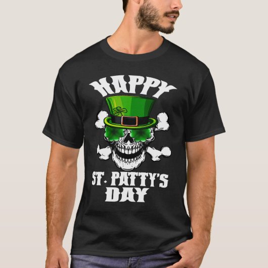 Happy St Patty's Day St Patricks Sugar Skull Lepre T-shirt (Voorkant)