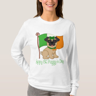Happy St. Puggy's Day Pug en Irish Flag (vrouw) T-shirt