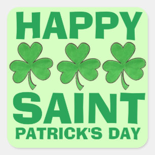 Happy St. Saint Patrick's Day Shamrock Clover Vierkante Sticker