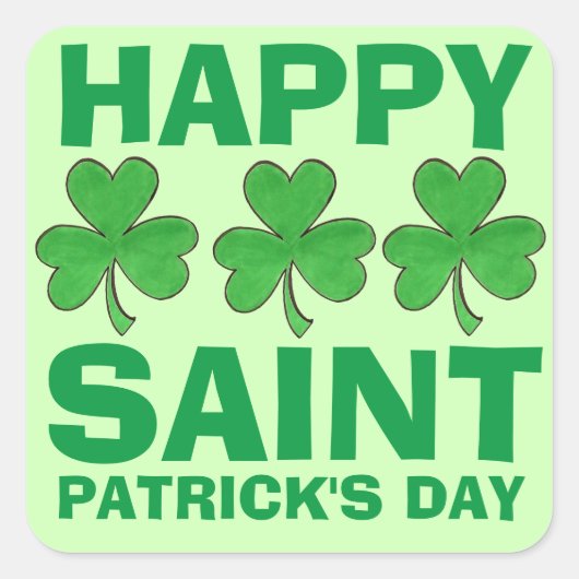 Happy St. Saint Patrick's Day Shamrock Clover Vierkante Sticker (Voorkant)