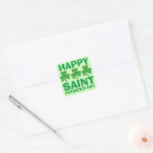Happy St. Saint Patrick's Day Shamrock Clover Vierkante Sticker (Envelop)