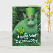 Happy St. Sint Patrick's Day Cat Kaart (Gele Bloem)