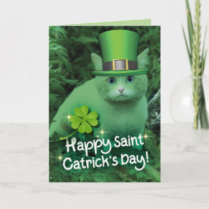 Happy St. Sint Patrick's Day Cat Kaart