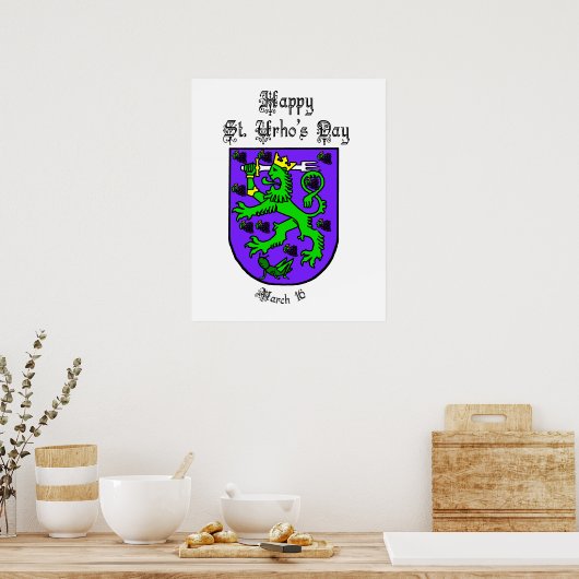 Happy St. Urho Day Poster with Urho Coat of Arms (Keuken)