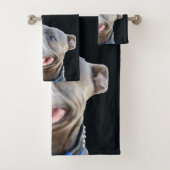 Happy Staffordshire Bull Terrier, Bath Towel Set Bad Handdoek (Insitu)