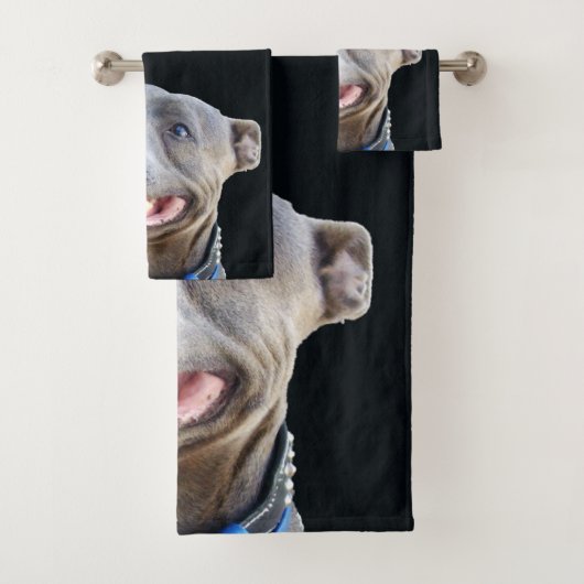Happy Staffordshire Bull Terrier, Bath Towel Set Bad Handdoek (Insitu)