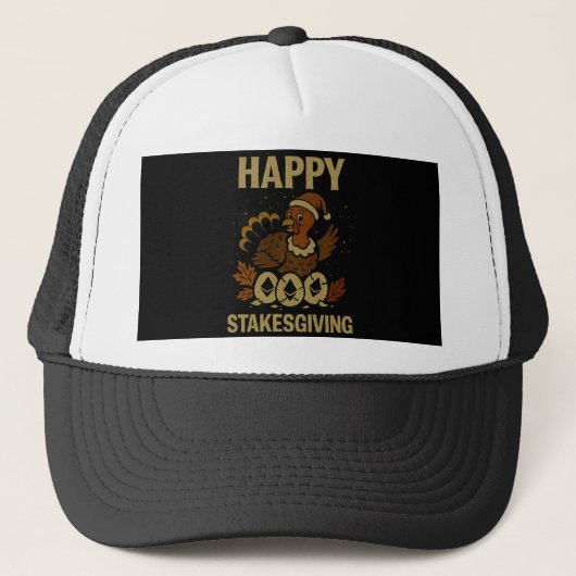 Happy Stakesgiving™ Crypto for Web3 Thanksgiving Trucker Pet (Voorkant)