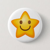 Happy Star Emoji Ronde Button 5,7 Cm (Voorkant)