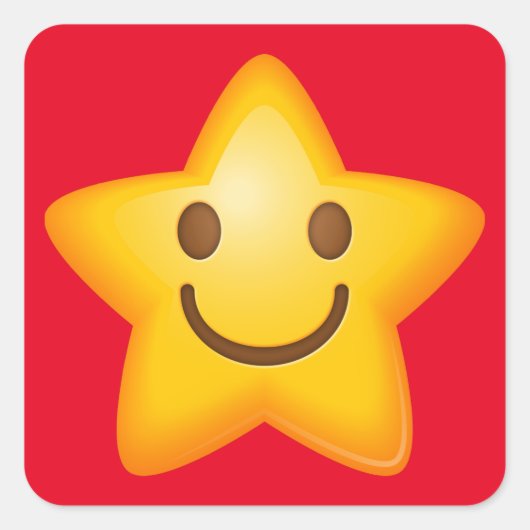 Happy Star Emoji Vierkante Sticker (Voorkant)