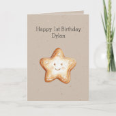 Happy Star Gingerbread Cookie Verjaardag Kaart (Voorkant)