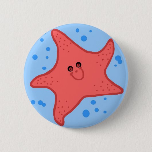 Happy starfish-knop ronde button 5,7 cm (Voorkant)
