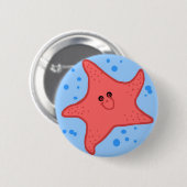 Happy starfish-knop ronde button 5,7 cm (Voorkant /achterkant)