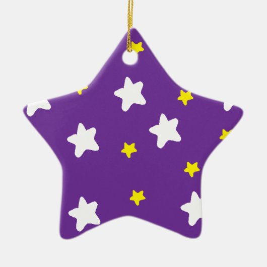 Happy Stars Paars Keramisch Ornament (Voorkant)