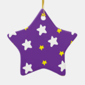Happy Stars Paars Keramisch Ornament (Achterkant)