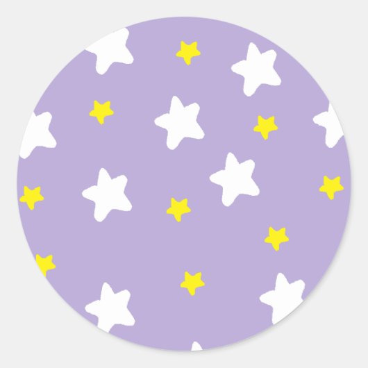 Happy Stars Paarse Ronde Sticker (Voorkant)
