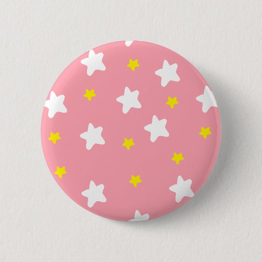 Happy Stars Pink Ronde Button 5,7 Cm (Voorkant)