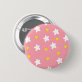 Happy Stars Pink Ronde Button 5,7 Cm (Voorkant /achterkant)