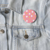 Happy Stars Pink Ronde Button 5,7 Cm (In situ)