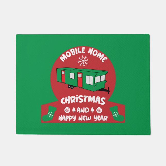 Happy Static Mobile Holiday Home Xmas - cadeau Deurmat (Voorkant)