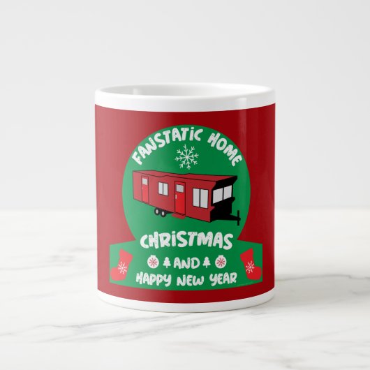 Happy Static Mobile Holiday Home Xmas - cadeau Grote Koffiekop (Voorkant)