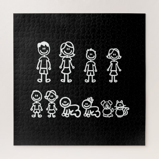 Happy Stick Figuur Familie Kunst Puzzel (Verticaal)