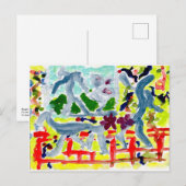 Happy stick figuur met briefkaart van stokhonden (Voorkant / Achterkant)