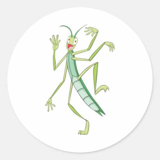 Happy Stick Insect Ronde Sticker (Voorkant)
