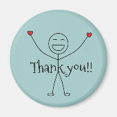 Happy Stick Man Dankbaarheid Magneet (Voorkant)