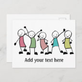 Happy Stick People Friends Personalized Briefkaart (Voorkant / Achterkant)