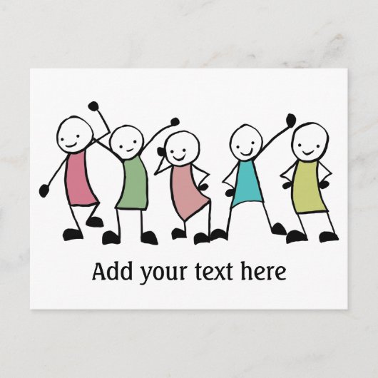Happy Stick People Friends Personalized Briefkaart (Voorkant)