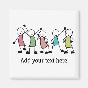 Happy Stick People Friends Personalized Magneet
