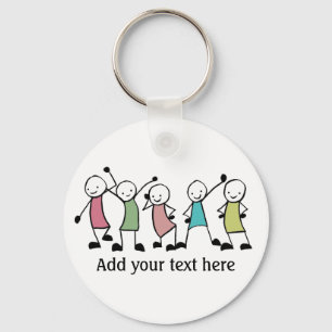 Happy Stick People Friends Personalized Sleutelhanger