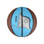 Happy stingray fish cartoon illustration basketbal (Verticaal)