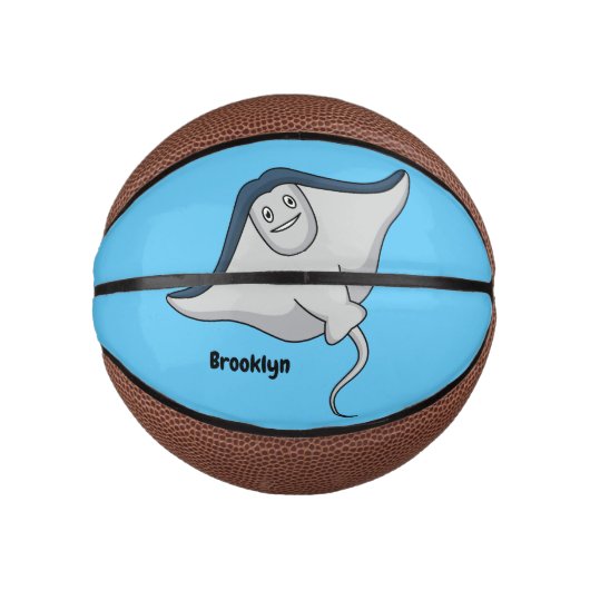 Happy stingray fish cartoon illustration basketbal (Voorkant)
