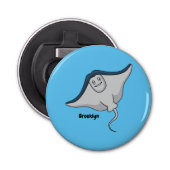 Happy stingray fish cartoon illustration button flesopener (Voorkant)