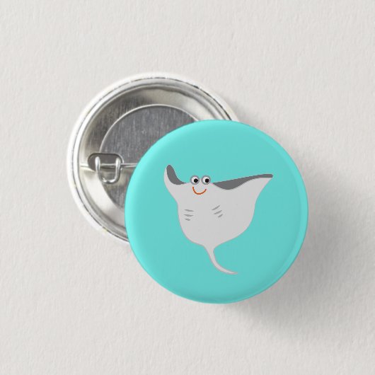 Happy Stingray Ronde Button 3,2 Cm (Voorkant /achterkant)
