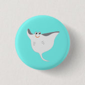 Happy Stingray Ronde Button 3,2 Cm (Voorkant)