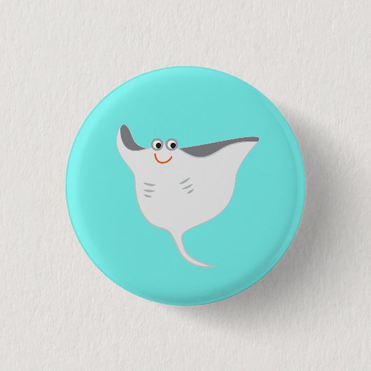 Happy Stingray Ronde Button 3,2 Cm (Voorkant)