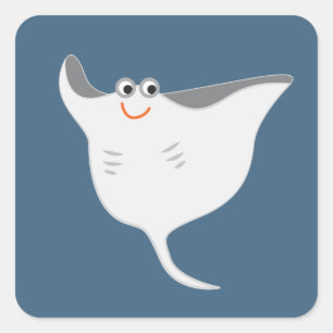 Happy Stingray Vierkante Sticker