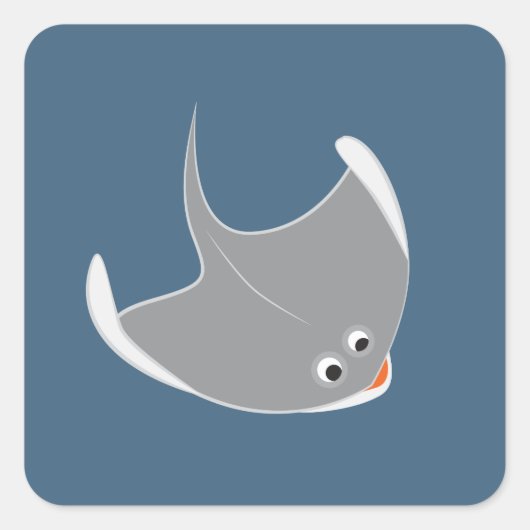 Happy Stingray Vierkante Sticker (Voorkant)