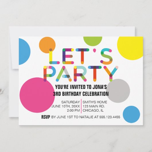 Happy Stippen Birthday Party Photo Invitation Kaart (Voorkant)