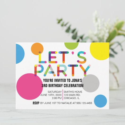 Happy Stippen Birthday Party Photo Invitation Kaart (Staand voorkant)