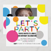 Happy Stippen Birthday Party Photo Invitation Kaart (Voorkant / Achterkant)
