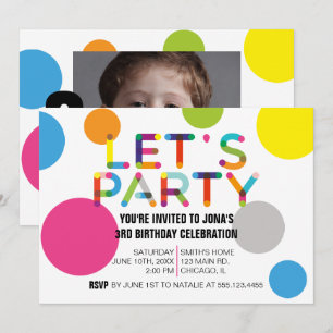 Happy Stippen Birthday Party Photo Invitation Kaart