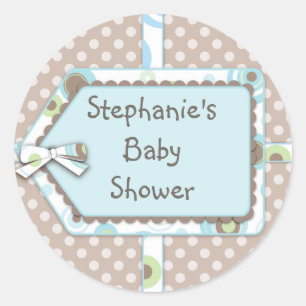 Happy Stippen Label Boy Baby shower Sticker