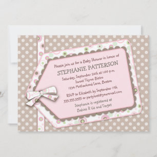 Happy Stippen Label Girl Baby shower Uitnodiging