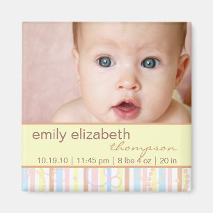 Happy Stippen & Stripes Baby Photo Magnet
