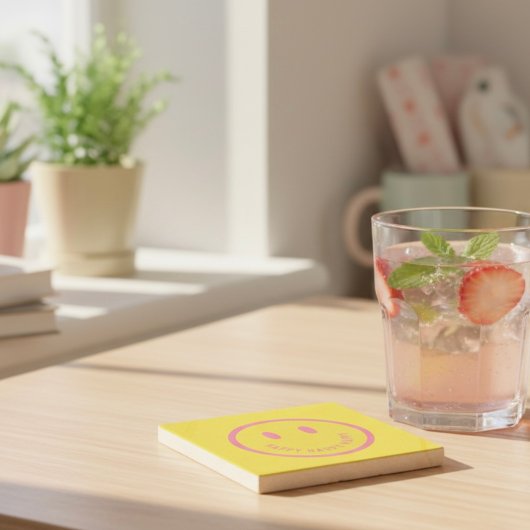 Happy Stone-Onderzetter Stenen Onderzetter